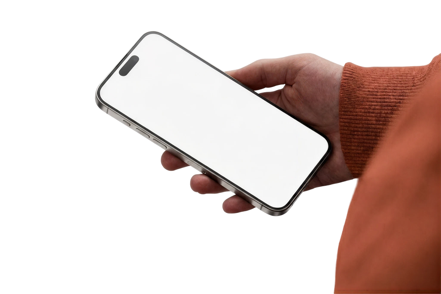 A hand holding a phone.